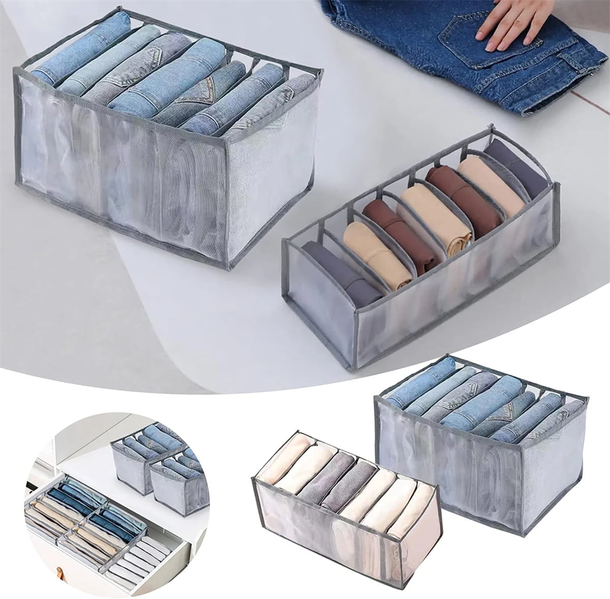 Casewin Wardrobe Clothes Organizer, 4 Pack Underwear Drawer Organizer ...