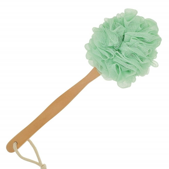 Casewin Wooden Long Handle Bath Brush Back Scrubber Wood Bath Shower Body Brushes Sponge Hanging Soft Mesh Brush (Green)