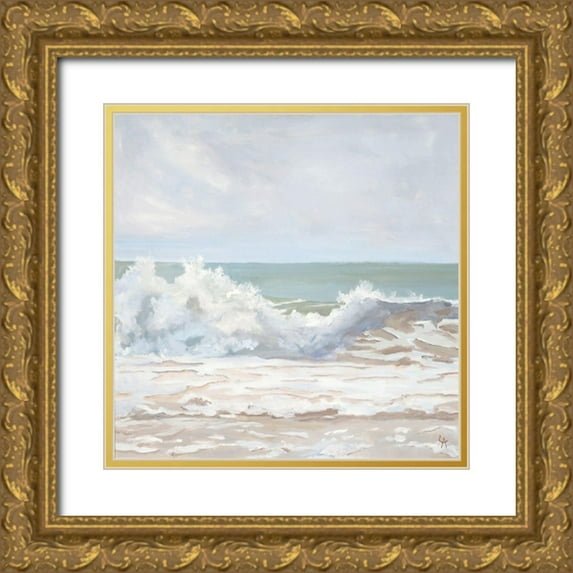 Casey, Anderson 15x15 Gold Ornate Wood Framed with Double Matting Museum Art Print Titled - Atlantic Wave Burst