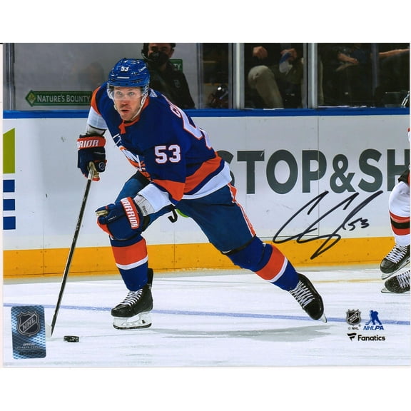 Casey Cizikas New York Islanders Autographed 8" x 10" Blue Jersey Skating with Puck Photograph - Fanatics Authentic Certified