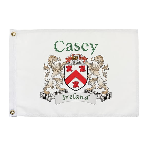 Casey Irish Coat of Arms Small White Flag - 16"x10.5" inches