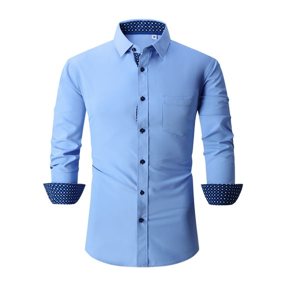 Casey Kevin Mens Dress Shirts Wrinkle Free Slim Fit Stretch Long Sleeve Business Casual Button Down Shirts with Pocket for Men
