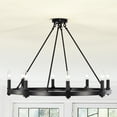 thumbnail image 1 of Casey Matte Black 8-Light 32-Inch Round Wagon Wheel Chandelier, 1 of 5
