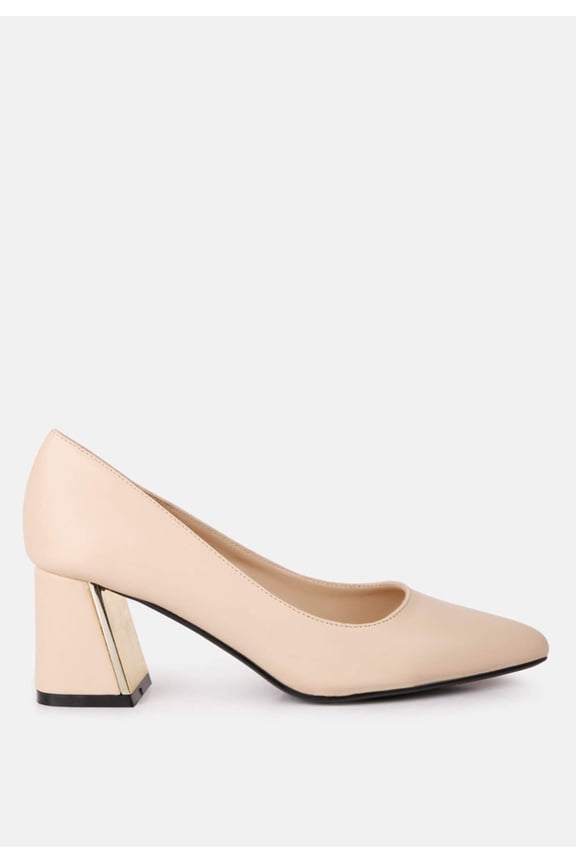 Casey Metallic Detail Block Heel Pumps