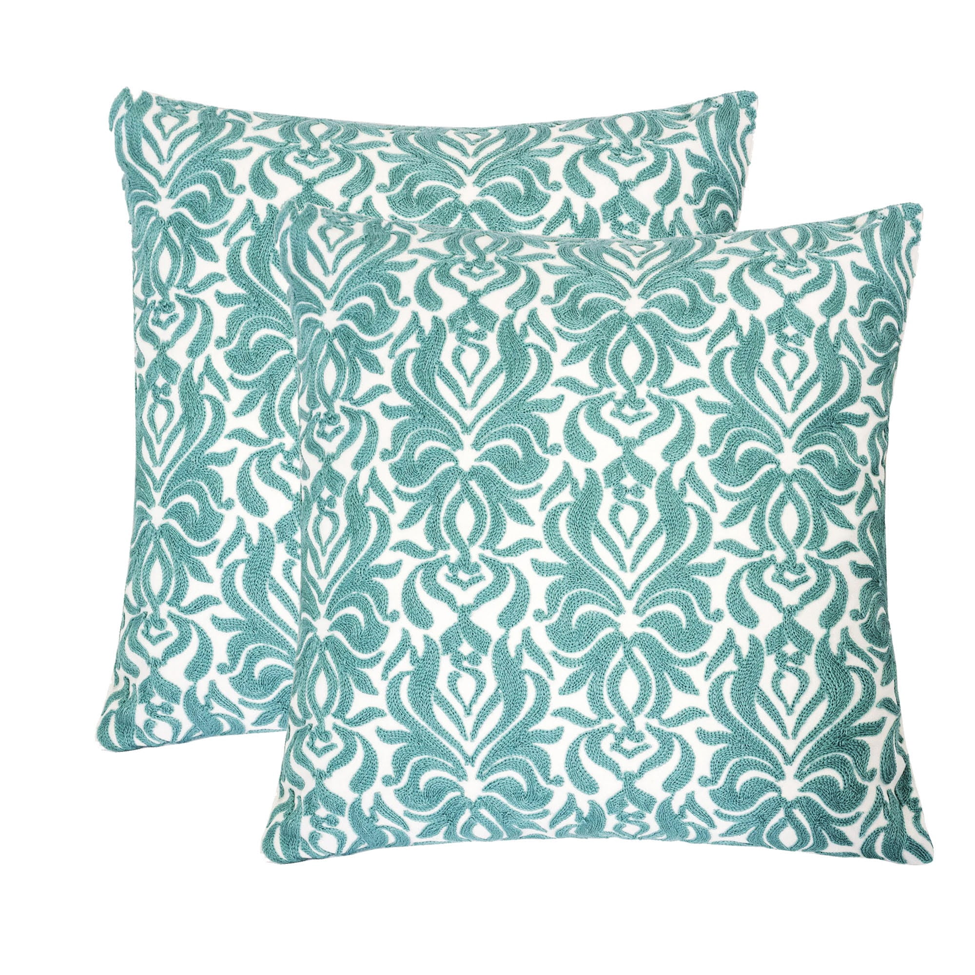 Casey Mint Abstract Polyester 18 in. x 18 in. Throw Pillow (Set of 2)