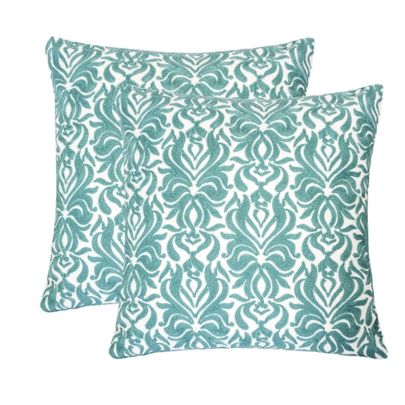Casey Mint Abstract Polyester 18 in. x 18 in. Throw Pillow (Set of 2)