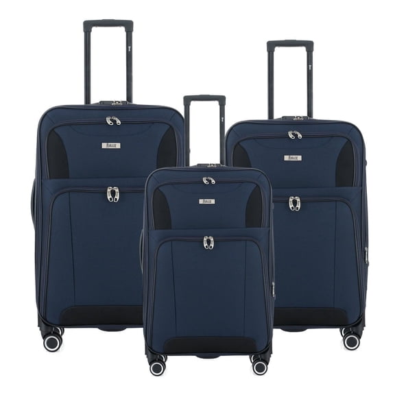Mirage Luggage Casey Softside Luggage Set, Expandable, 3-Piece, 20in/24in/28in, Navy
