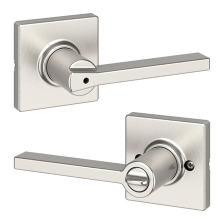 Kwikset Casey Square Privacy Lever Doorknob Satin Nickel - Contains 2 Levers