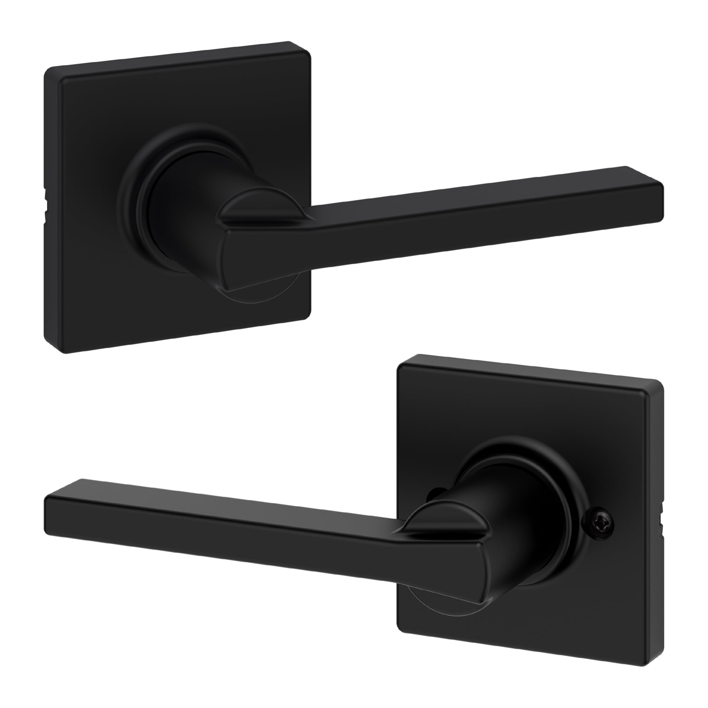 Matte Black Metal Contemporary Passage Door Lever