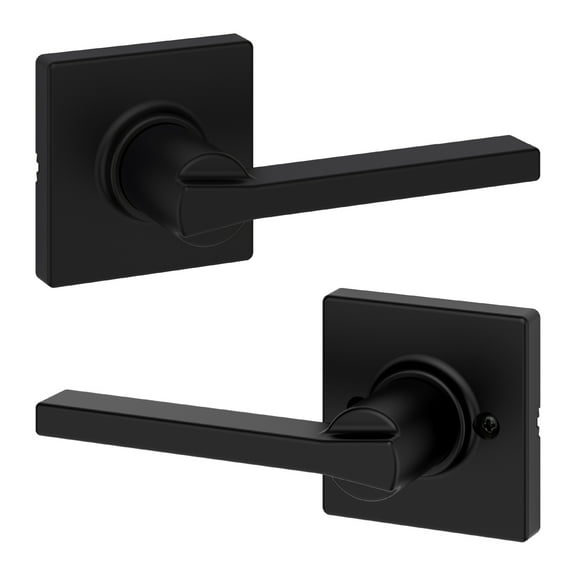 Kwikset Casey Square Passage Lever Doorknob Matte Black