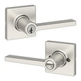 thumbnail image 1 of Kwikset Casey Square Keyed Entry Lever Doorknob with Smartkey Satin Nickel, 1 of 9