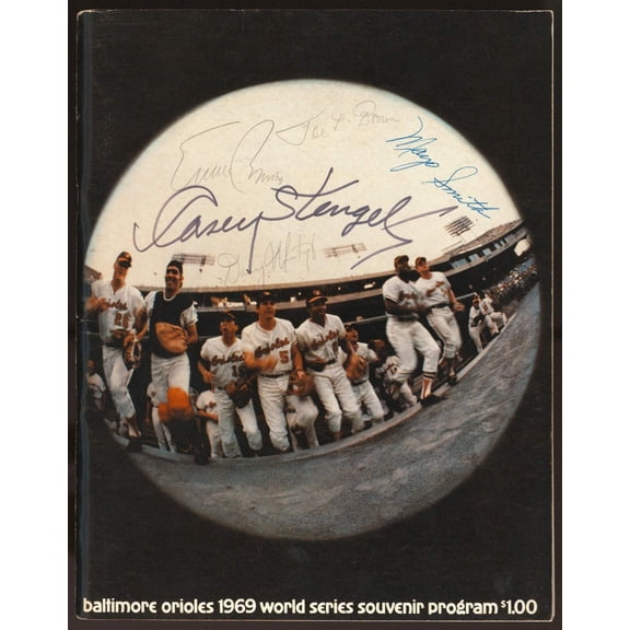 Casey Stengel Ernie Banks Danny Murtaugh Signed 1969 World Series Program JSA