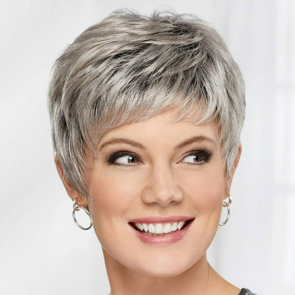 Casey WhisperLite Wig by Paula Young - Short, Ultra-Chic Pixie Wig with Neat, Straight Layers / Multi-tonal Shades of Blonde, Silver, Brown, and Red