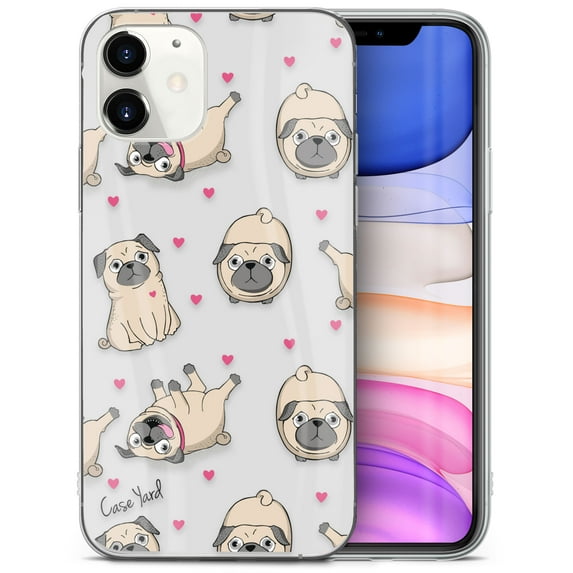 Caseyard TPU Clear Case for iPhone 13 Mini with Pug Pattern design phone cover