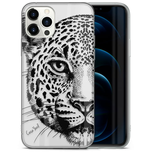 Caseyard TPU Clear Case for iPhone 13 Pro with Leopard Sketch design phone cover