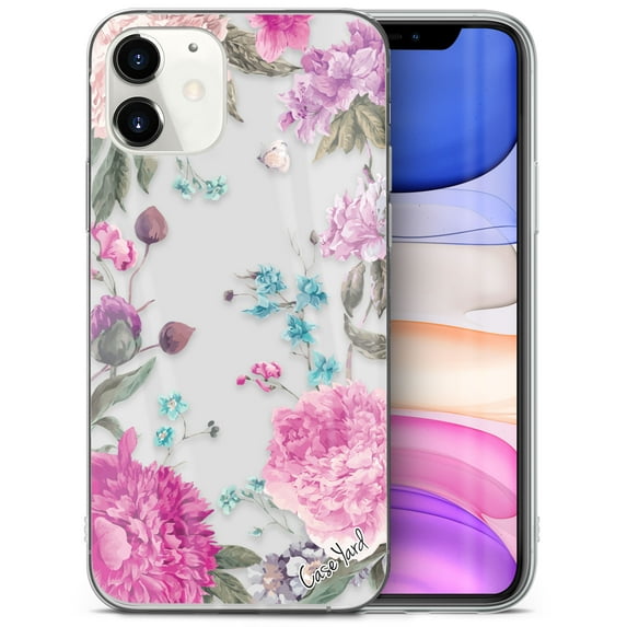 Caseyard TPU Clear Case for iPhone 13 Pro with Peonies Garden design phone cover
