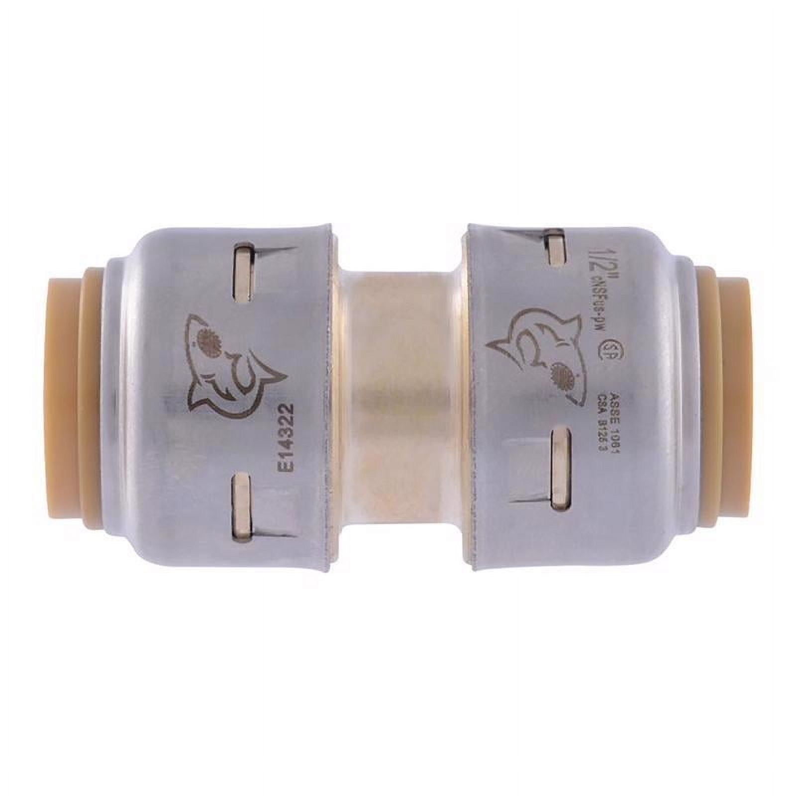 Brass Push-to-Connect Coupling for PEX Pipe, 1/2 Inch