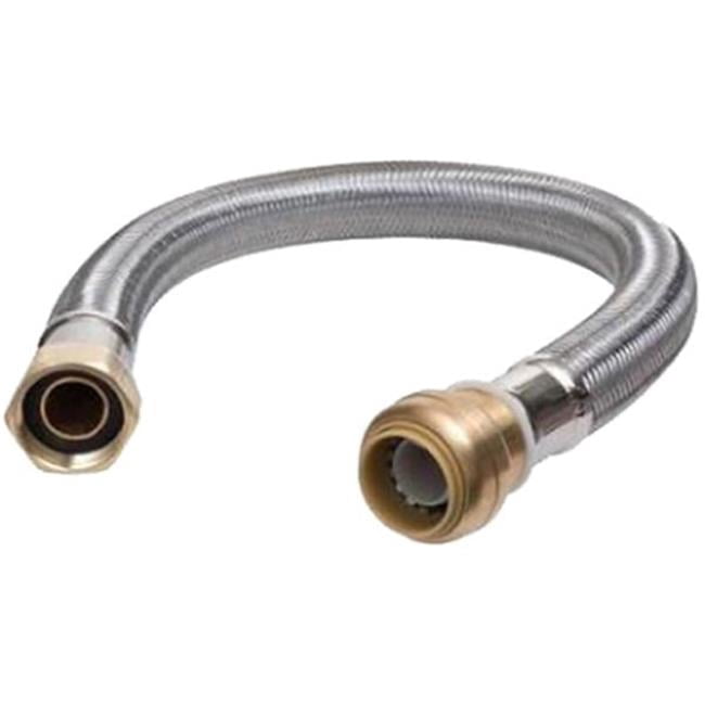 Cash Acme Water Heater Supply Connector UR3068FX15-U3068FLEX15LF - 0.5 in. Push Fit x 0.75 in. FIP, 15 in. Stainless Steel