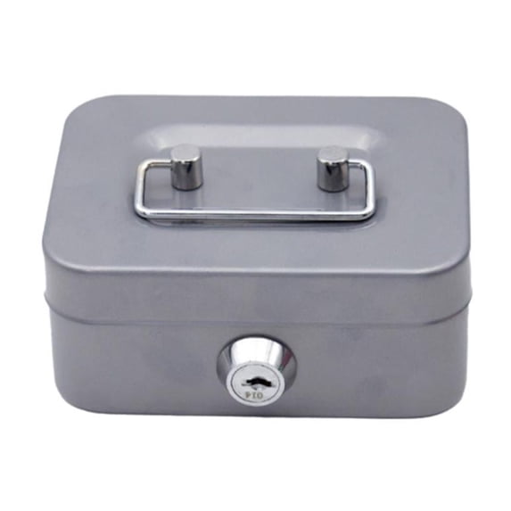 Cash Box with Key Lock,Small Portable Safe Metal Money Box with Key Lock,Single Layer Money Organizer for Cash,Gift Ideas for Christmas Kids Adults,Security Lock Safe Box for Small Business