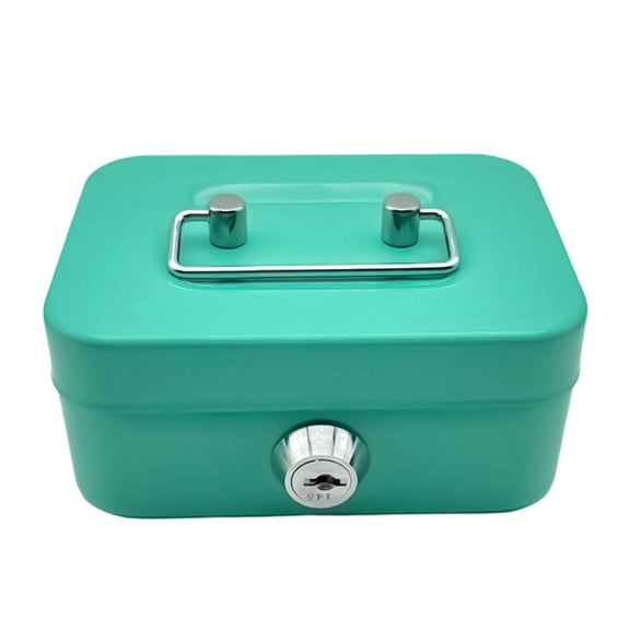 Cash Box with Lock Small Metal Storage for Coins and Bills, Portable Money Organizer with Key Lock and Handle, Secure Piggy Bank for Valuables, 4.5x3.35x2.3 Inch