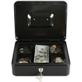 thumbnail image 1 of Cash Box-- Locking Steel Medium Cash Box with Removable Coin Tray and Key Lock,Small Cash Storage Box with Lockable Cover(Black), 1 of 8