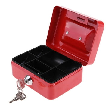 Cash Box Red Portable Crate with Key Metal , Money Box  Storage 5.04 x 3.82 x 2.44inch