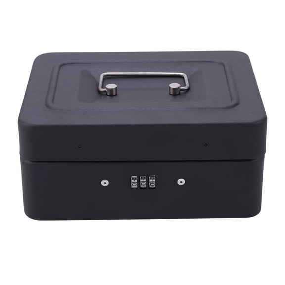 Cash Box with Combination Lock Thicken Durable Cash Box Safety Box Cashier Box (Size M, Black)