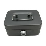 Cash Box with Lock Organizer Souvenir Box Metal Collection Lock Box with Key Gray