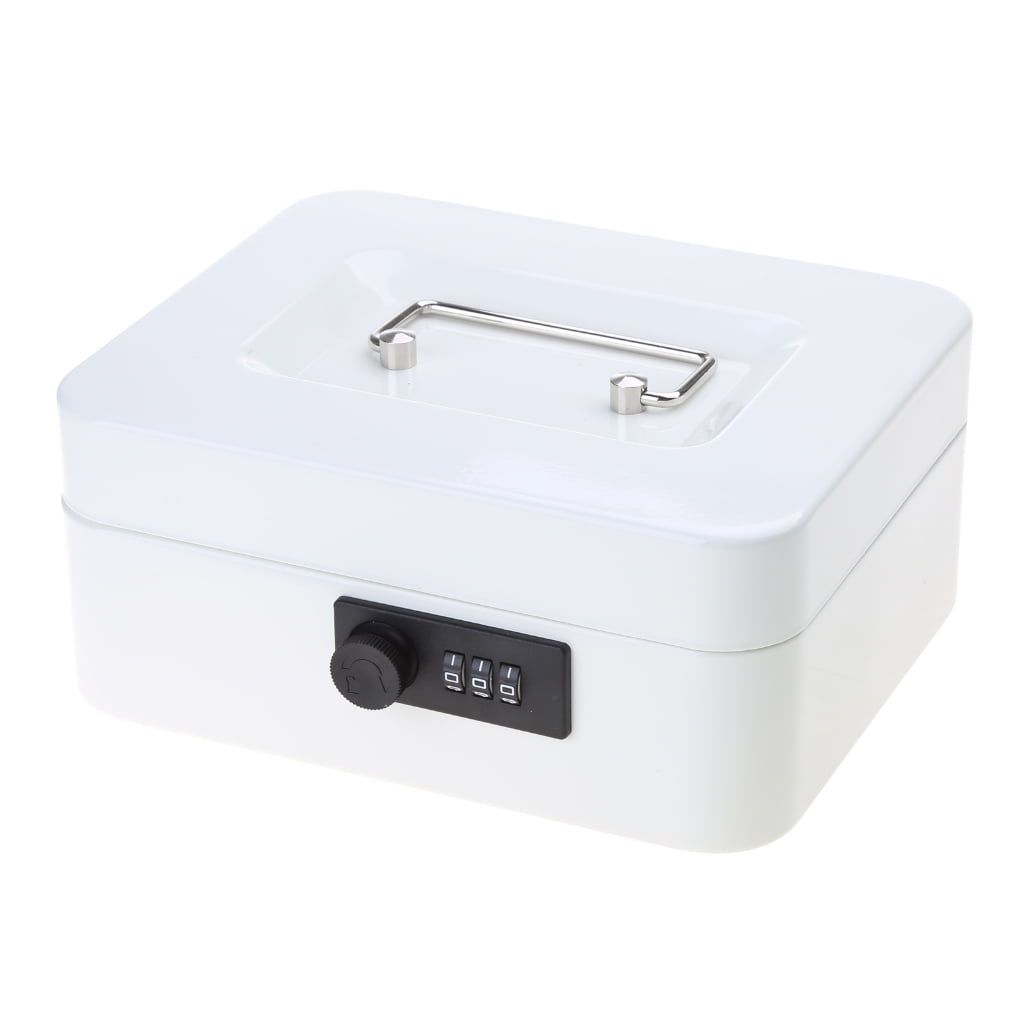 Cash Box with Money Tray Combination Lock Metal Money Box with Cash ...
