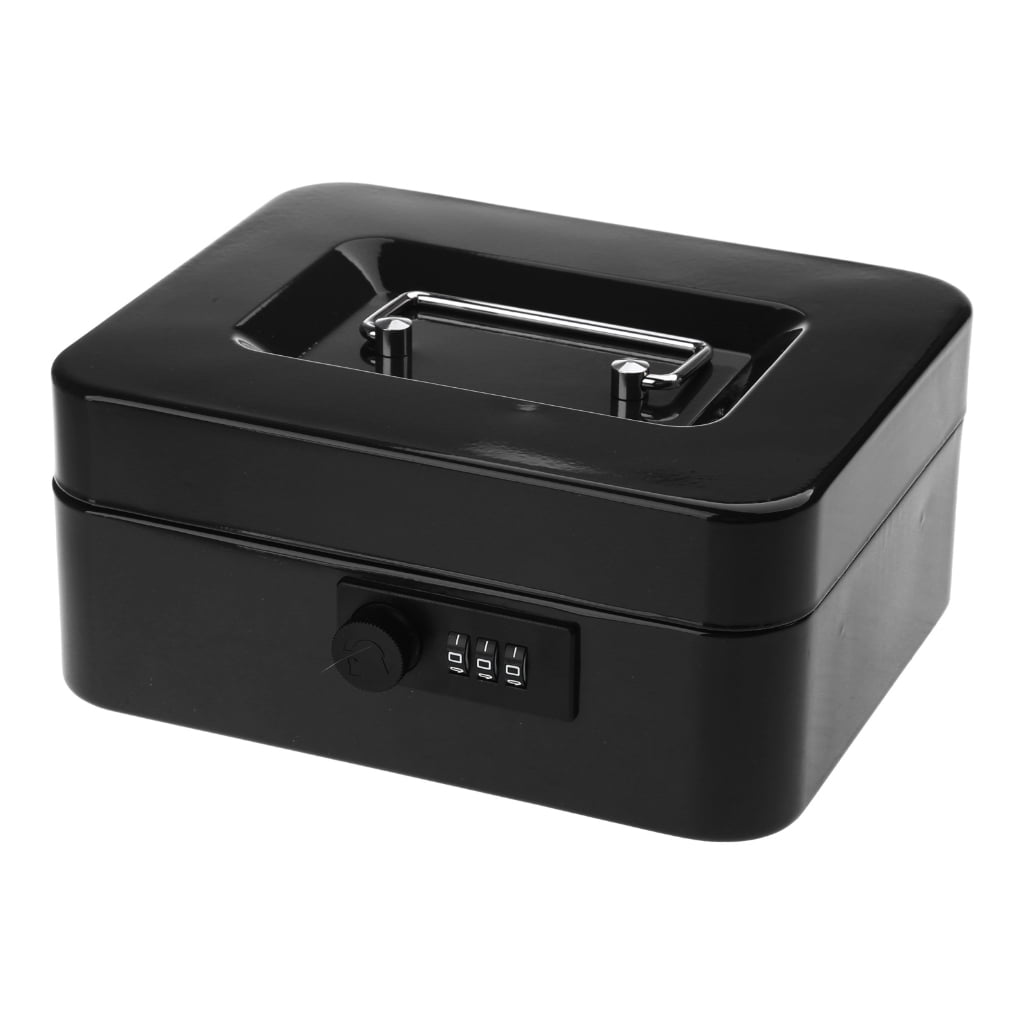 Cash Box with Money Tray Combination Lock Metal Money Box with Cash ...