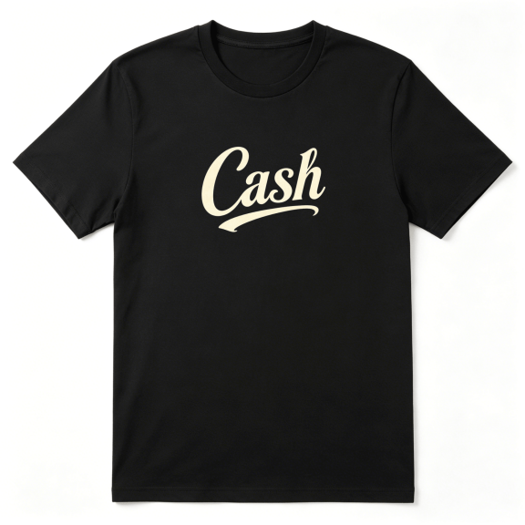 Cash Cursive Script Retro Graphic Tee For Men And Women, Money Lover Holiday Gift Cotton Short Sleeves T-Shirt