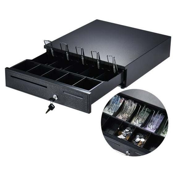 Cash Drawer,Check Port Auto Rj11 Pos Printer Manual Open Key-lock Heavy Duty Box 5 Bill Open Key-lock Rj11 Duty D Er Check Support Auto 5 Coin Check 5 Bill 5 Bill 5 Coin D Er Box Money - Coin
