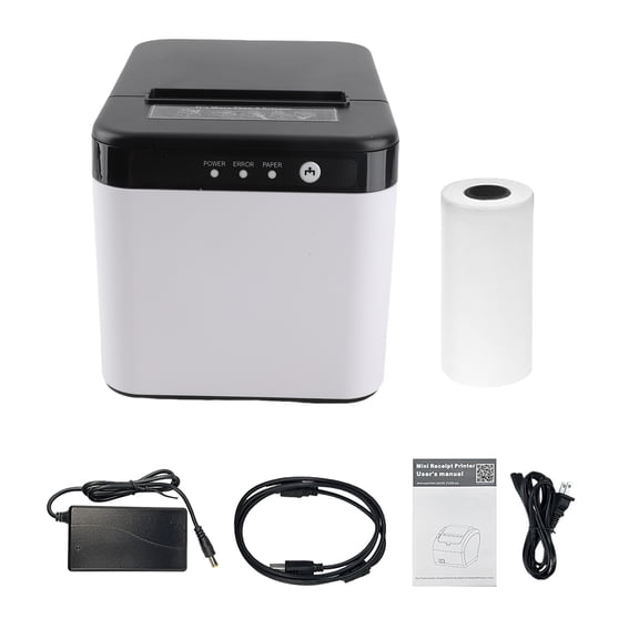 Cash Drawer Printer Kitchen 80mm Receipt Printer ESC/POS Thermal Printer Desktop USB+LAN Connection High Efficiency with Auto Cutter Large Paper Bin for Shipping Business Restaurant