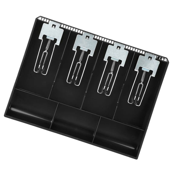 Cash Drawer Register Insert Tray Replacement Cashier Four Box with Metal Clip(black)