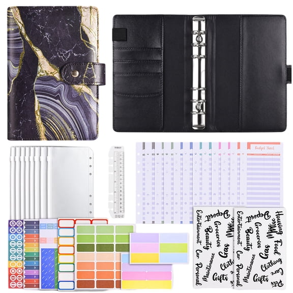 Cash Envelopes & Expense Sheets For Budgeting And Saving Money,Money Saving Binder Cash Wallet Envelope - Black