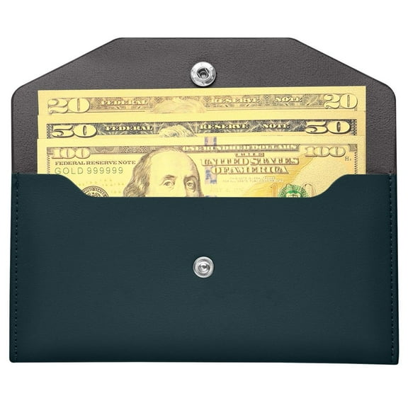 Cash Envelopes PU Leather, Money Envelopes Reusable Waterproof Budget Envelopes Cash Wallet 7.2 x 3.6 in (Blue)