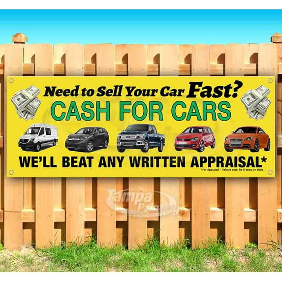 Cash For Cars 13 oz Vinyl Banner With Metal Grommets