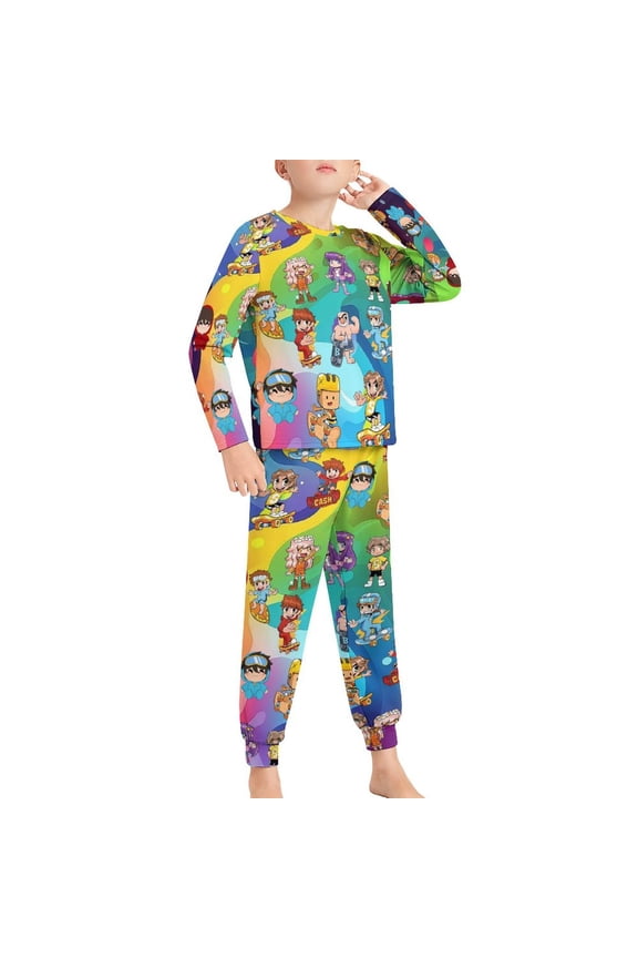 Pajama Suit Sleepwear Long Sleeve Pants And Tops 2-Piece Paj Set Jams