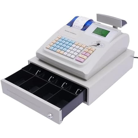 Cash Register Cash Management System Electronic Cash Register with Cash Drawer,Keys & Passwords to open,7 Payment Methods