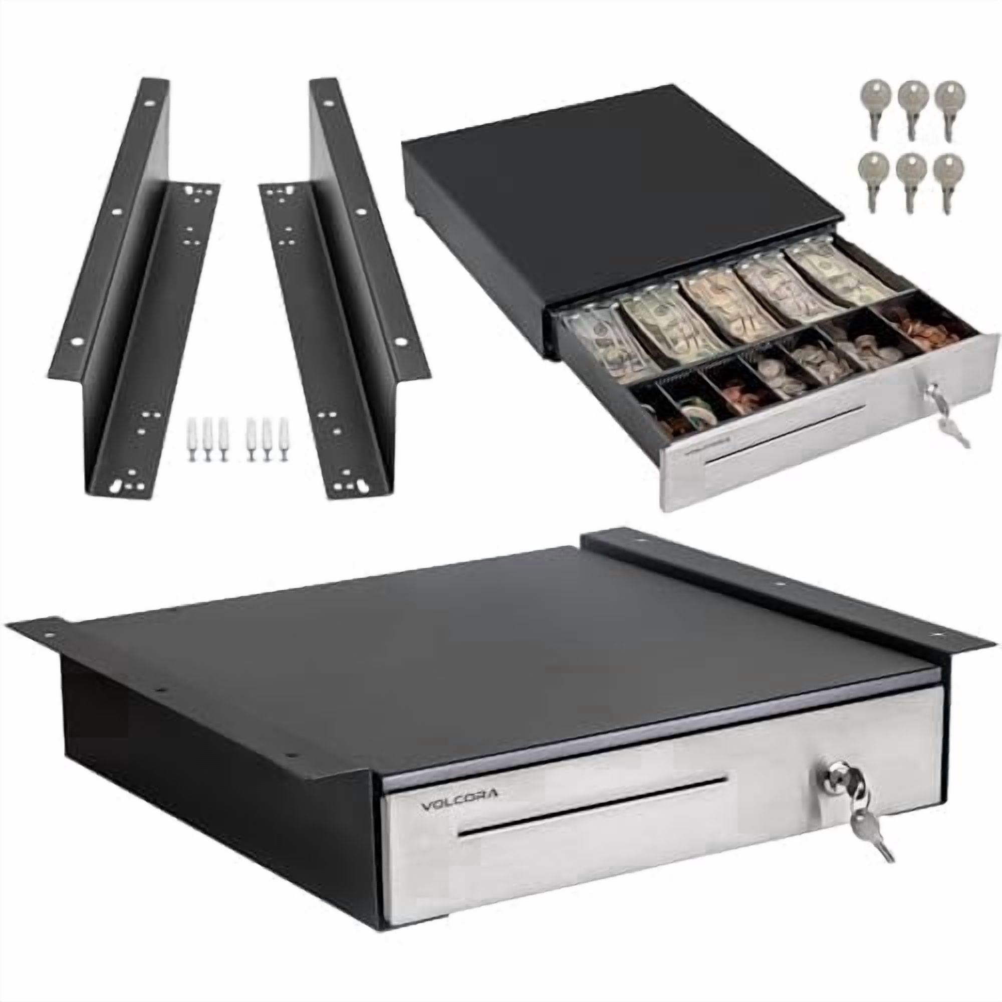 Volcora Cash Register Drawer with Under Counter Mounting Metal Bracket ...