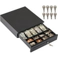 thumbnail image 1 of Cash Register Drawer for Point of Sale (POS) System, 5 Bill/7 Coin, 16" with Adjustable Coin Slots, 24V, RJ11/RJ12 Key-Lock, Media Slot, Black, 1 of 10