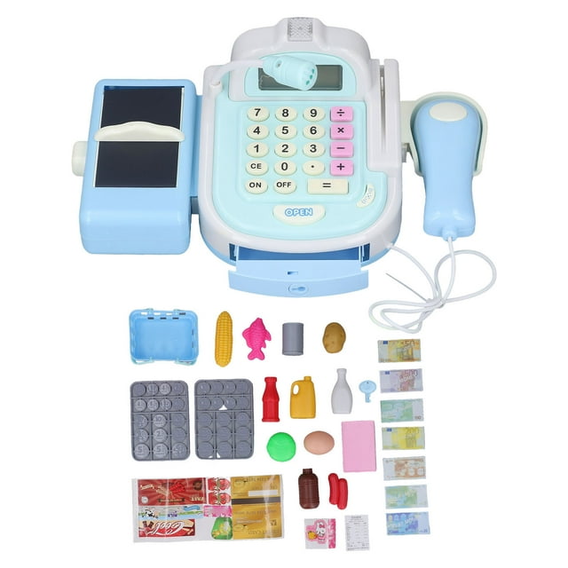 Cash Register Playset Cute Fun Simulation Scanner Calculator Weigh Bank