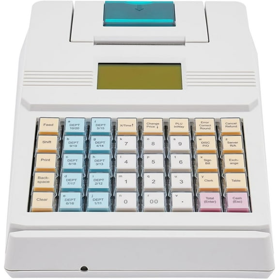Cash Register for Small Businesses, Electronic Cash Register with Scanner, Clear Dual Display for Customer & Cashier, Checkport, and Quick Load Thermal Printer, White