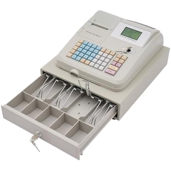 Cash Register for Small Businesses with Scanner, Electronic Cash Register with Cash and Coin Drawer Electronic Pos System Cash Register for Retail, 48 Keyboards, LCM & LED Display$$Office