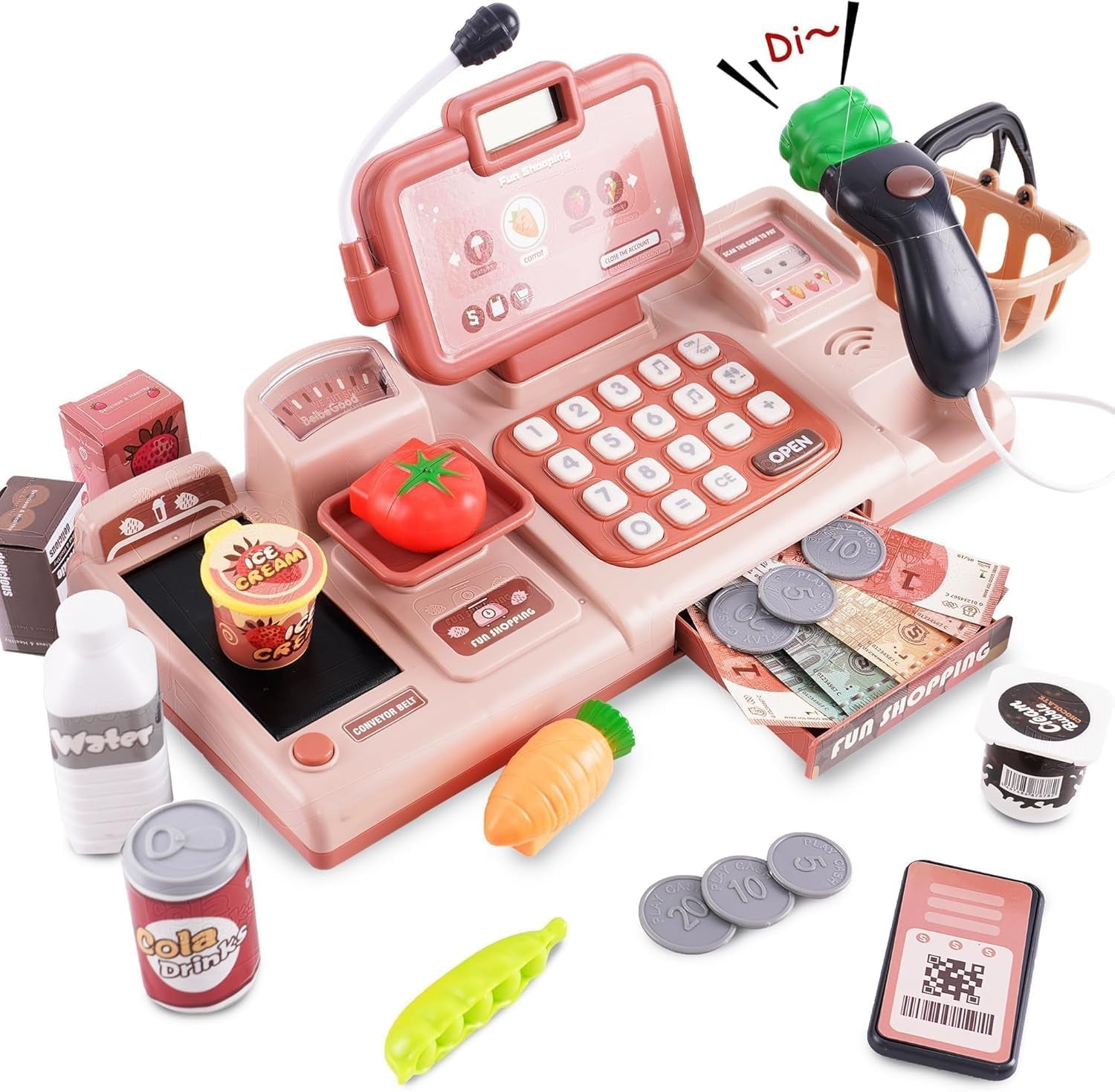 Cash Register for Kids Pink Learning Toy for Toddler Girls Boys Age +3 Mundo Toys