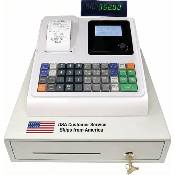 Cash Register with Built-In Reports and Electronic Journal, 50 Departments, Thermal Printer
