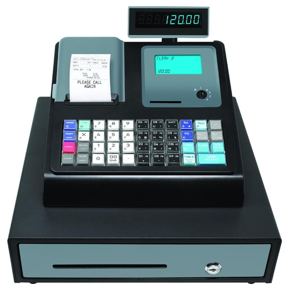 Cash Register with Heavy Duty Cash and Coin Drawer, Easy To Operate, Quick Load Thermal Printer, 45 Dept 50 Clerks, 4550 Lookups, Black