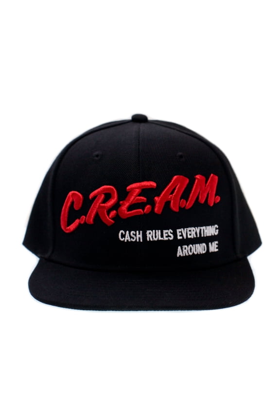 Cash Rules Everything Around Me Hat CREAM Cap 3D Embroidered Adult Black