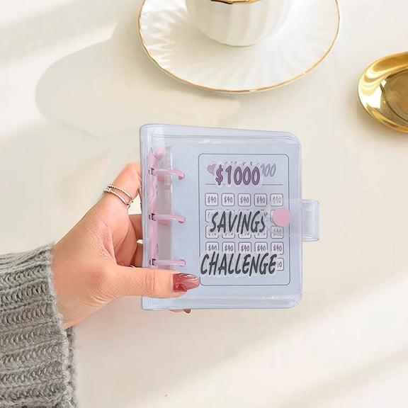 Cash Savings Organizer Binder - Three-Hole A6 PVC Loose-Leaf Book with 23 Labeled Envelopes, Compact Money Saving Clip Storage for Goal Tracking, 11.5x11.5x2.3cm