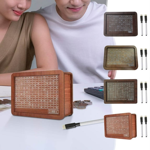Cash Target & Numbers Wooden Money Savings Box with 2Pcs Marker, Suitable for Cash Saver or Gift for Friend